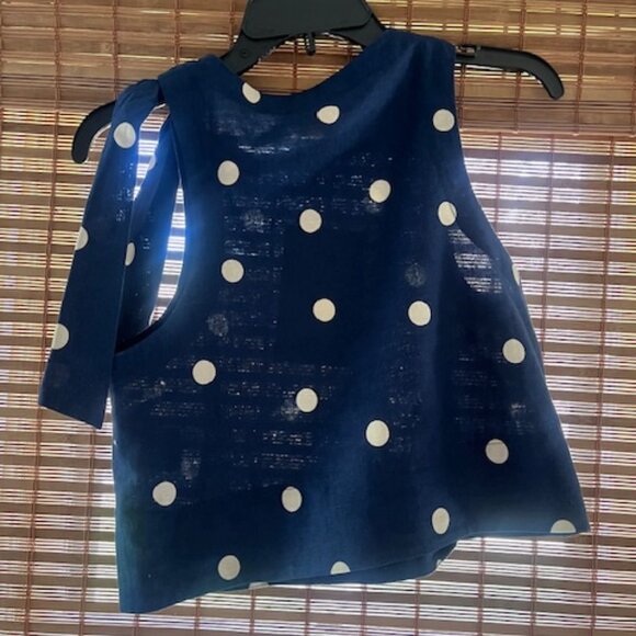 Sezane Lorenzo Blouse Ecru Dots Navy Background - Size 6 - Picture 2 of 4